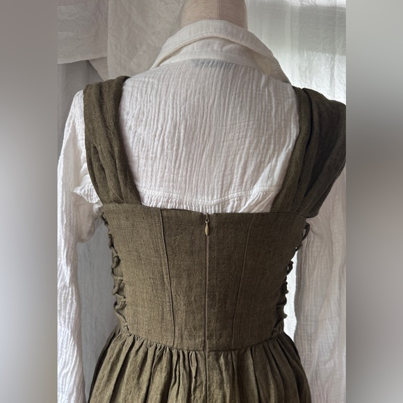 **NWOT** Linennaive Glory 33 | Front Lace Up Dress in Olive Green - Picture 12 of 16